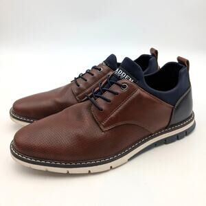 Madden Lyddon Casual Oxford Shoes Men's Lace-Up Cognac/Navy Size US9.5 EU42.5